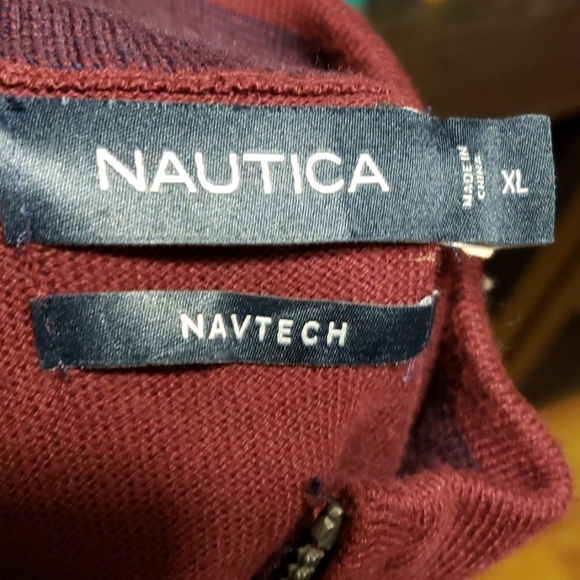 Nautica lightweight burgandy striped sweater - Picture 5 of 5